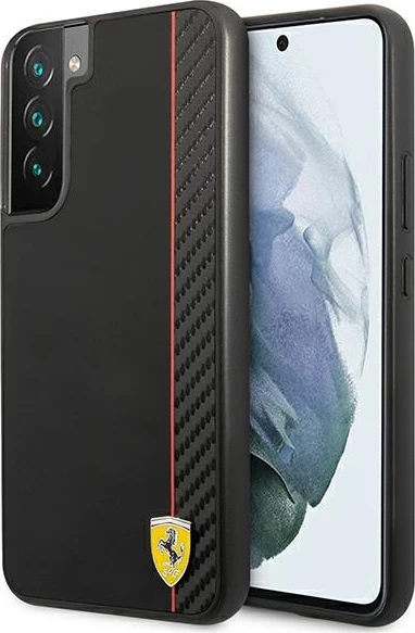 Mbështjellës Ferrari On Track Carbon Stripe për Samsung Galaxy S22+, i zi