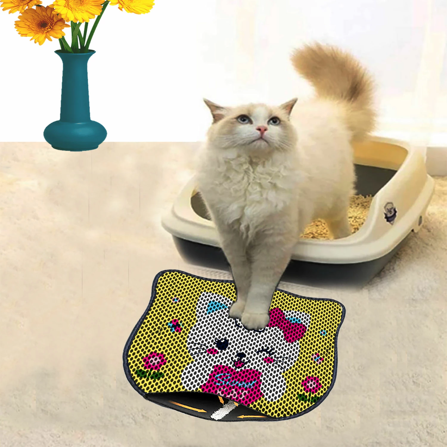 Tapet për rërë mace, shumëngjyrësh, Paws & Whiskers, Kdkafa0063, 40x50cm