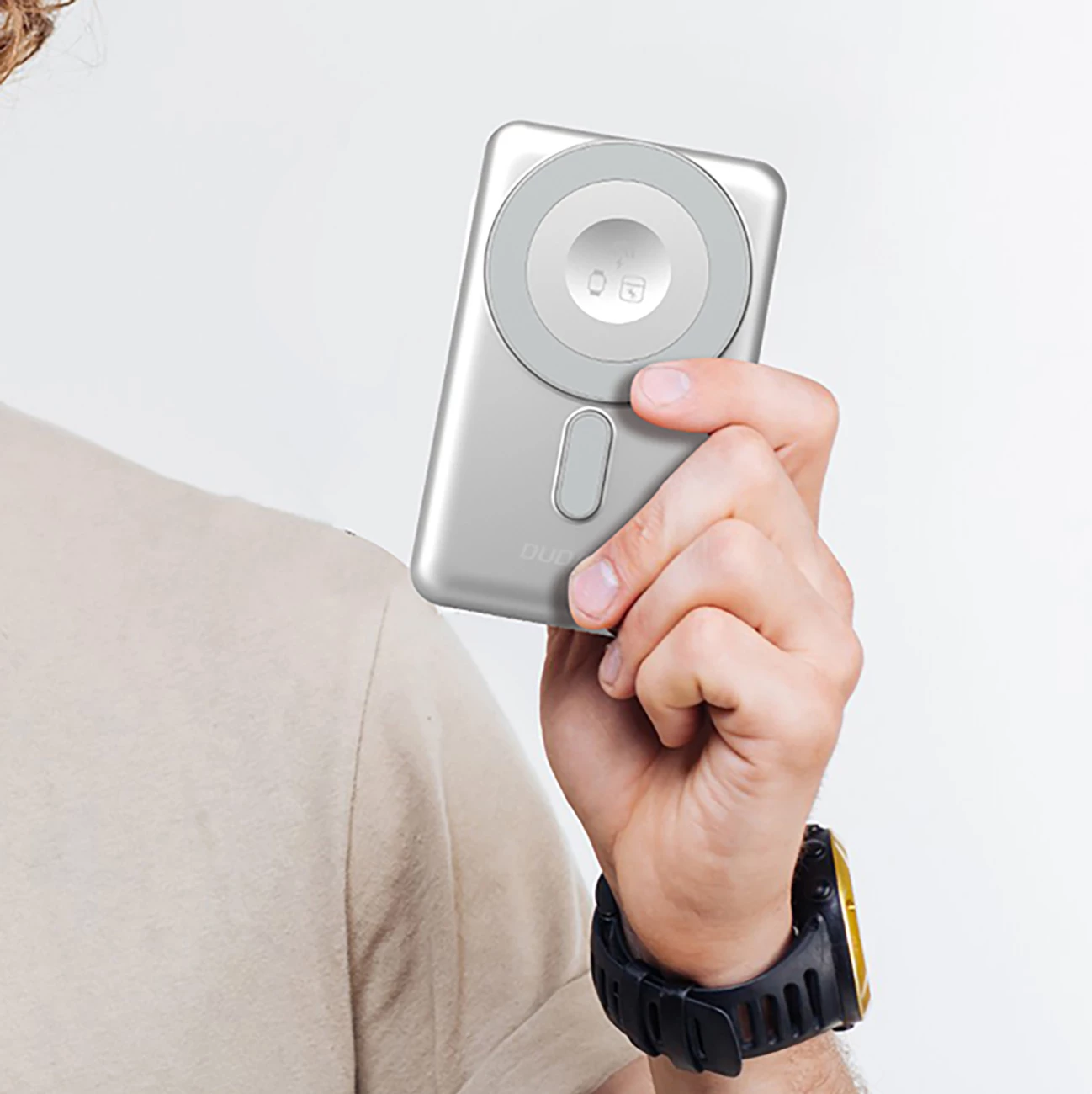 Powerbank Dudao K29, 10000mAh, MagSafe, me kasë metalike, USB-C/Lightning, Argjend