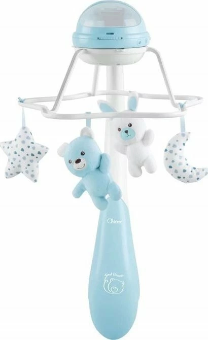 Karusel muzikor Chicco First Dreams Rainbow 3-in-1 CHICZ-0934, kaltër, set me lodra pelushi