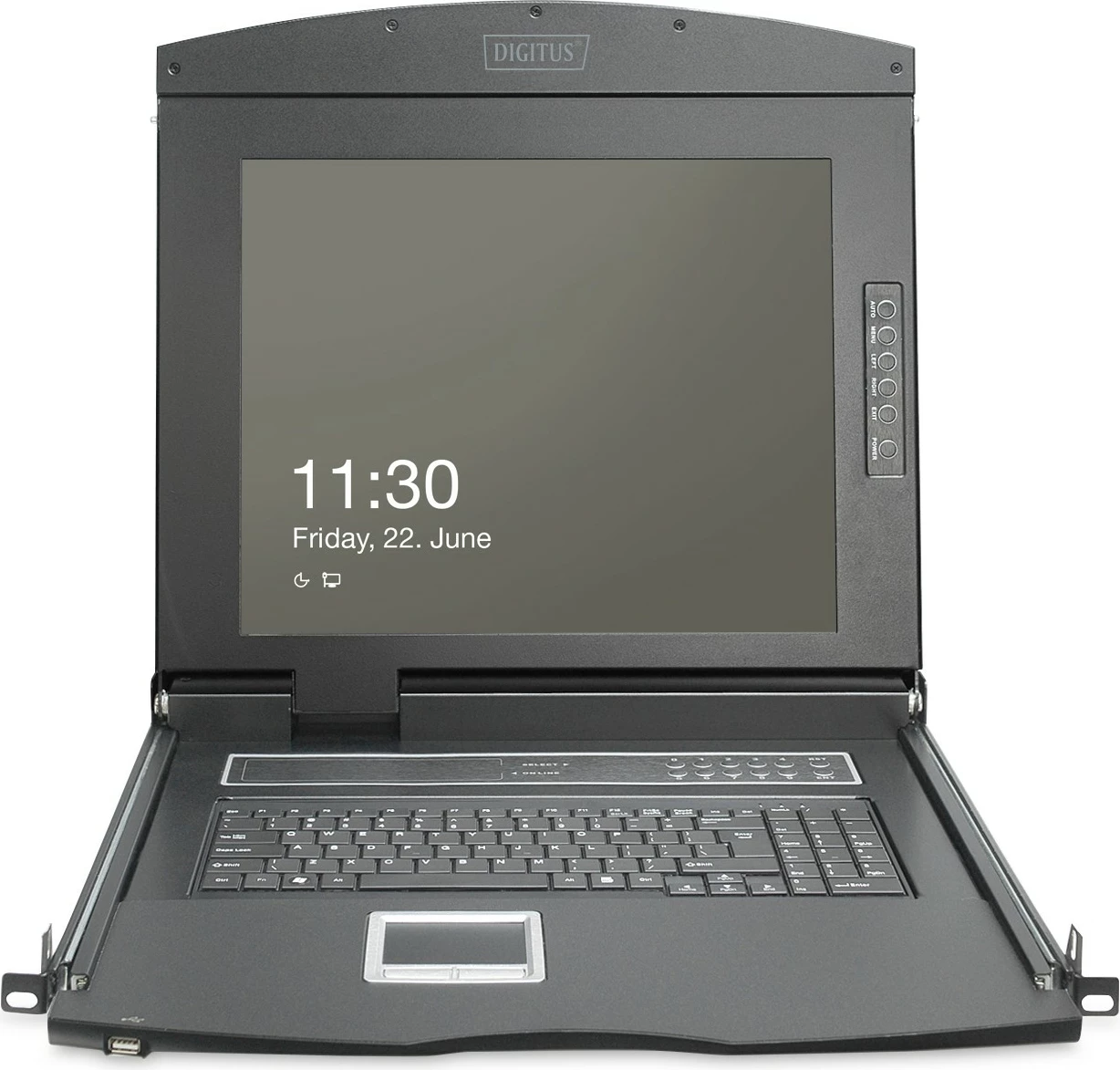 Konzolë modulare Digitus 19" HD LCD, 8-port KVM, VGA, QWERTY gjermanisht, e zezë