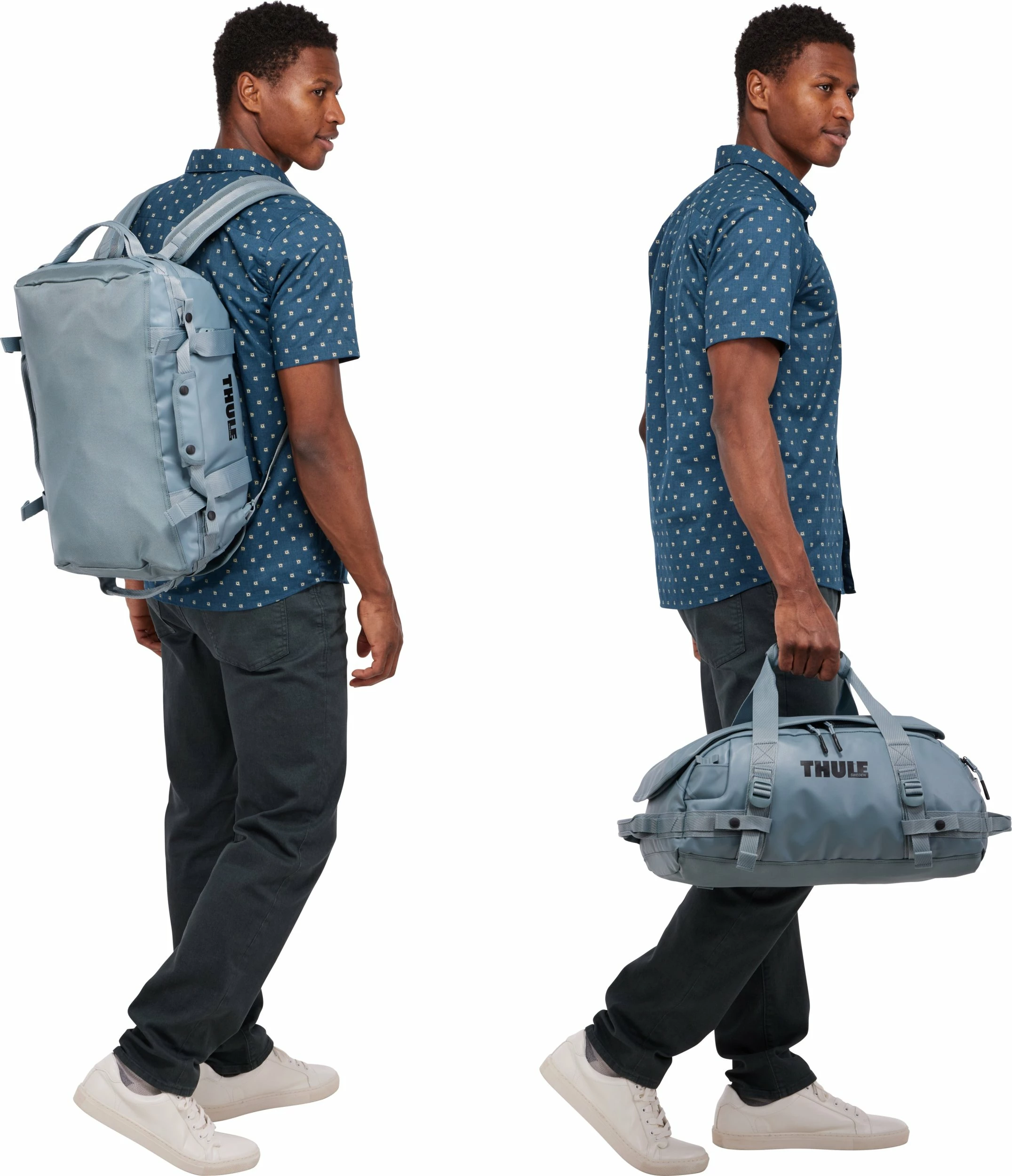 Çantë udhëtimi/duffel Thule Chasm 30L, 2-në-1 duffel + backpack, waterproof, poliester i ricikluar, Pond Gray