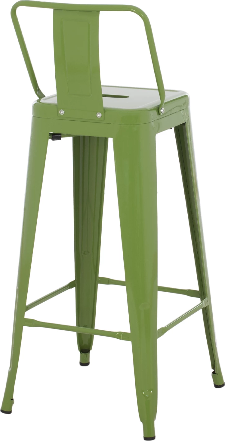 Karrige për bar metalike Melita me shpinë, ngjyrë ulliri e çelët, FH8643.13, 43x43x100 cm