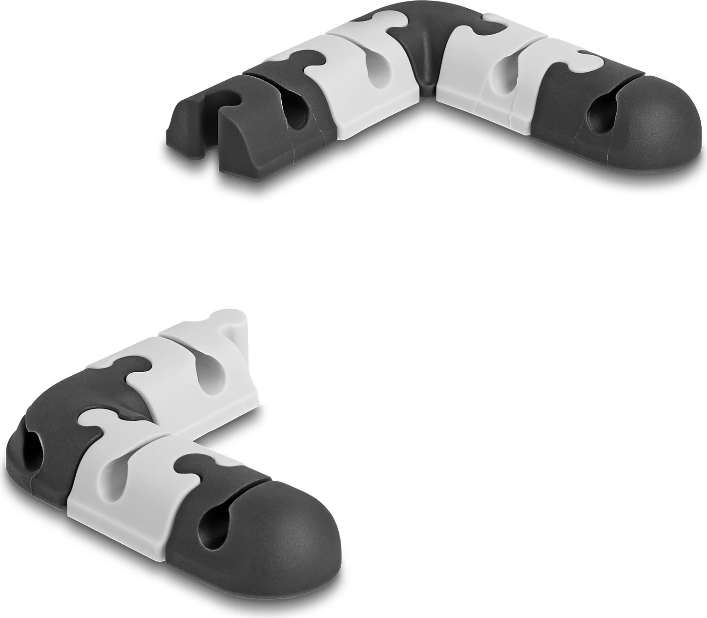 Mbajtës kabllosh DeLOCK, vetëngjitës modular, set 9 copë, për tavolinë/mur, max 6 mm, zi/gri