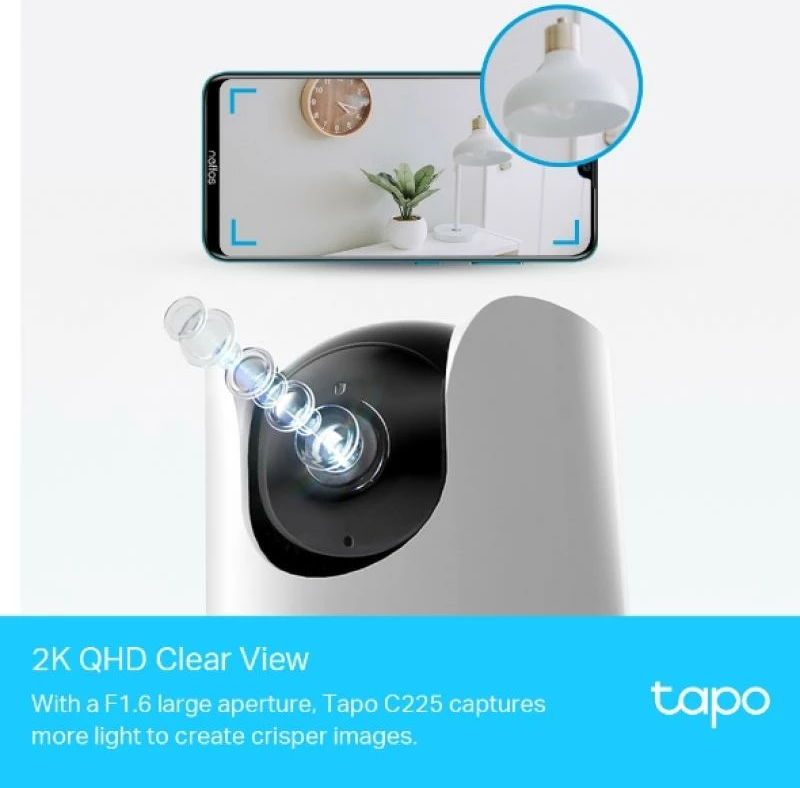 Kamerë IP, TP-Link Tapo C225, 4MP, bardhë/zezë