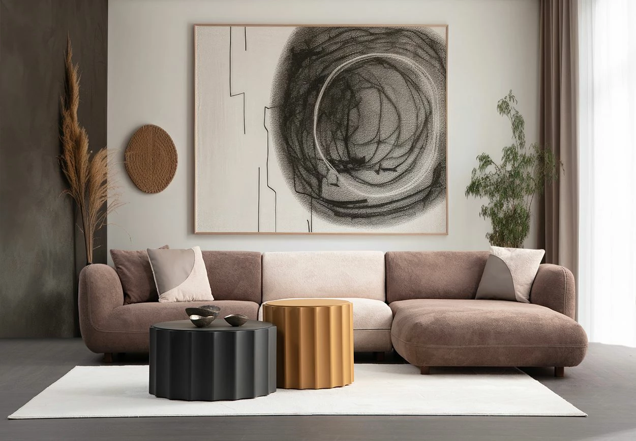 Kënd-sofë Pavia, ngjyrë krem dhe kafe, Atelier del Sofa