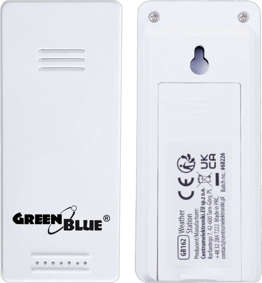 Stacion moti wireless GreenBlue GB162, temperaturë brenda/jashtë, orë, rreze 60 m, i bardhë, me sensor