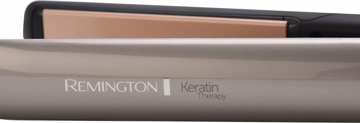 Drejtues flokësh Remington Keratin Therapy S8590, 160-230°C, pllaka qeramike me keratin, krem