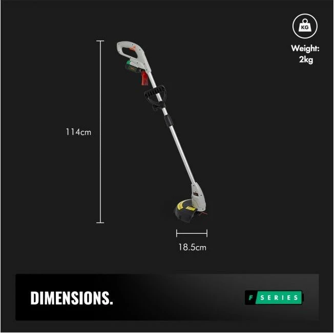 Trimer bari pa kabllo VonHaus F-Series MPN 3500194, 12V MAX 2.0Ah Li-ion, me bateri + karikues + 12 tehe rezervë, bardhë/zi