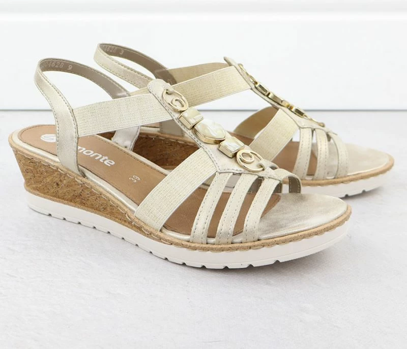 Sandale platforme femra Remonte R6264-91, të arta