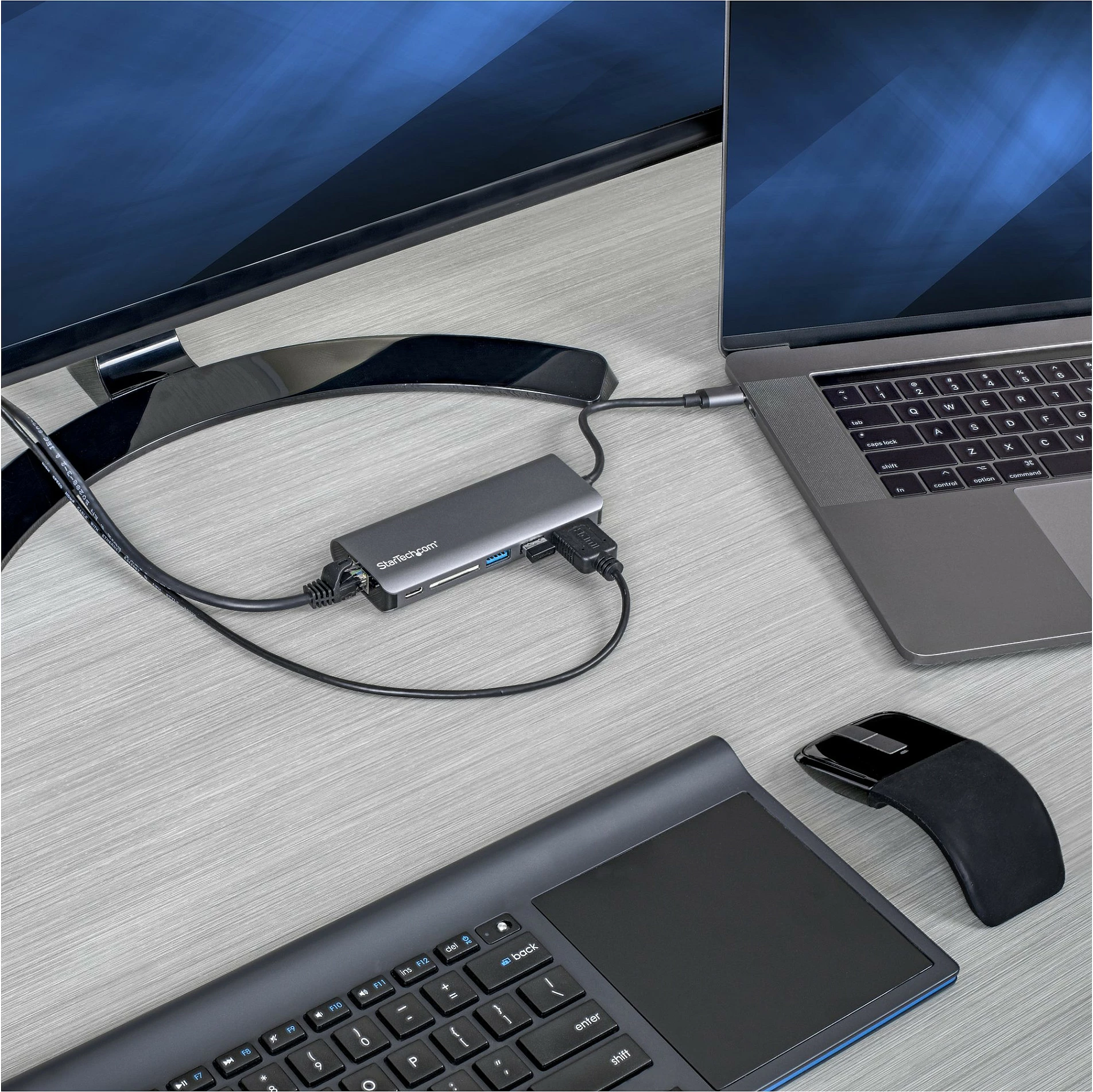 Adapter multiport USB-C StarTech DKT30CSDHPD3, HDMI 4K 60Hz, 2x USB 3.0, GbE, SD/microSD, PD 60W, gri