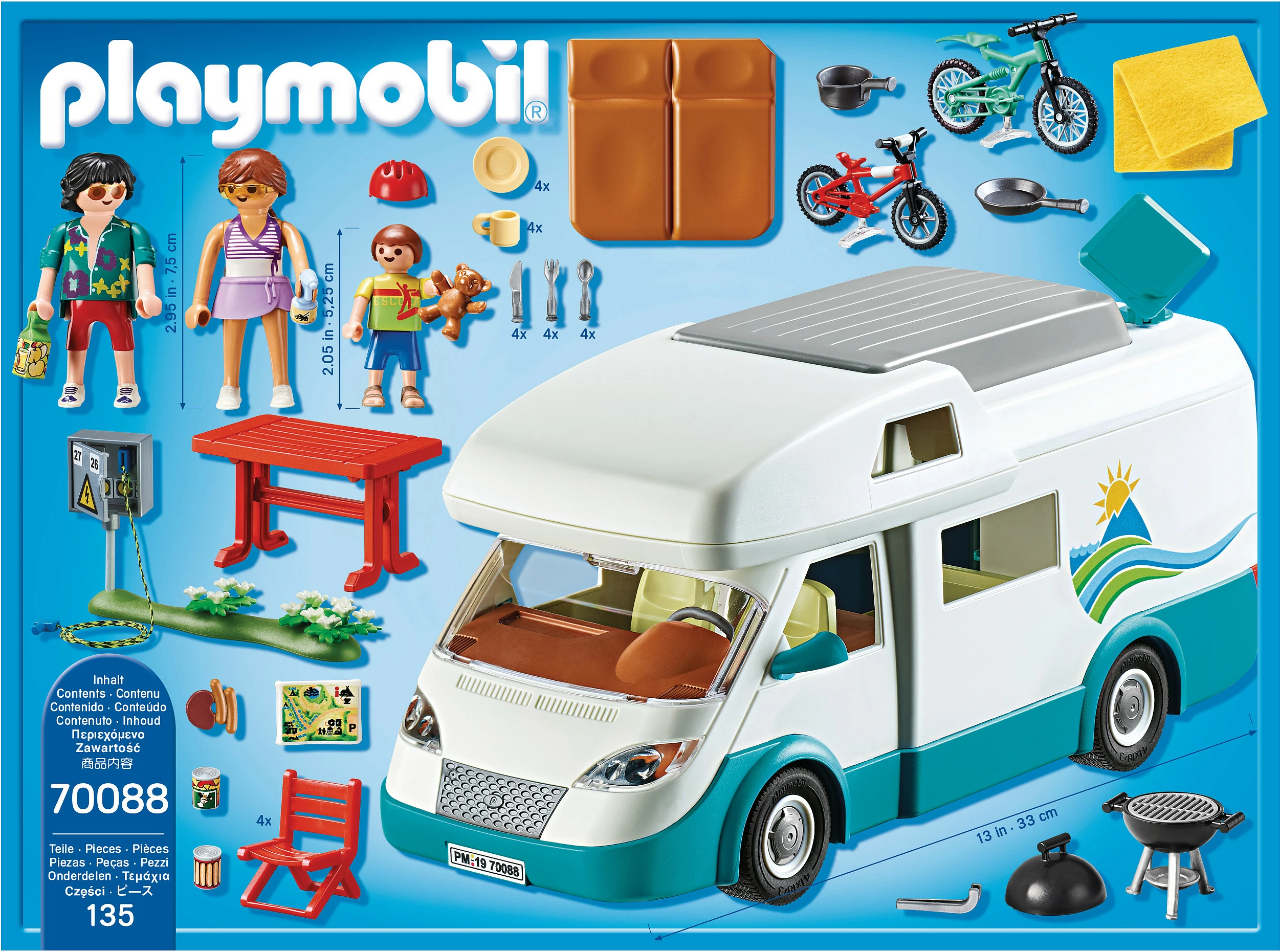 Set lodër Playmobil Family Fun 70088 Wohnmobil familjar, 58 pjesë, 4+, bardhë/tyrkiz