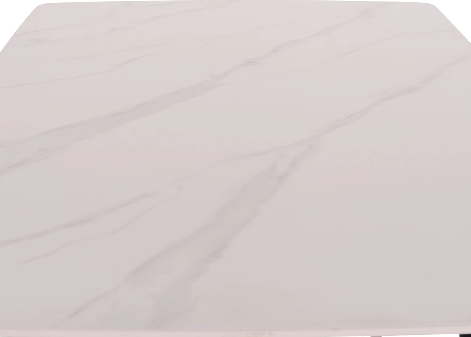 Tavolinë ngrënieje RAVEN, sipërfaqe qeramike, pamje mermeri të bardhë, 160x80x74cm