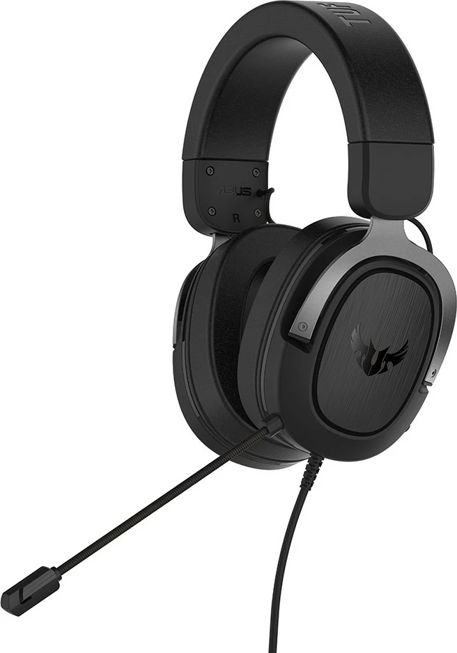 Kufje gaming ASUS TUF Gaming H3, me tela, 7.1 surround, 294g, e zezë/gri