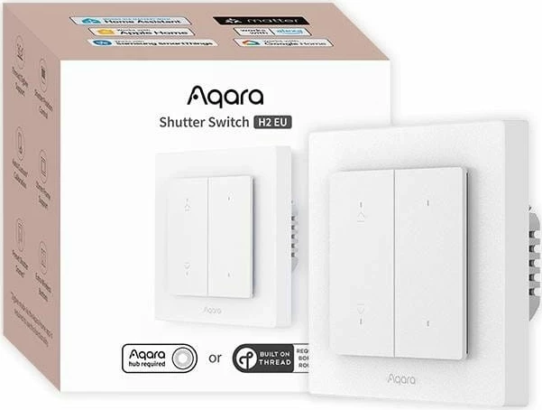 Ndërprerës roletash Aqara Shutter Switch H2 EU, ZigBee, Bluetooth, Thread, i bardhë