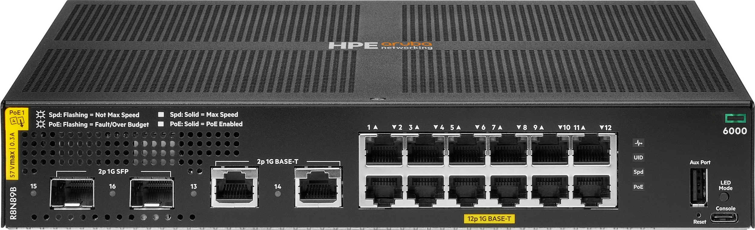 Switch HPE Aruba CX 6000, 12x Gigabit PoE, 2x SFP 1G, 139W, i zi