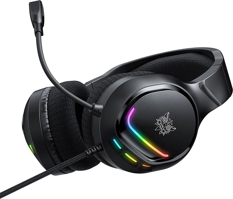 Kufje gaming me mikrofon, ONIKUMA X31, 50 mm, USB + 3.5 mm, RGB, me kabllo, zi