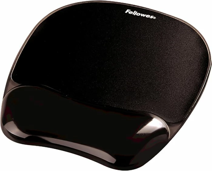 Mauspad FELLOWES Crystal Gel 9112101 me mbështetëse për kyç, e zezë
