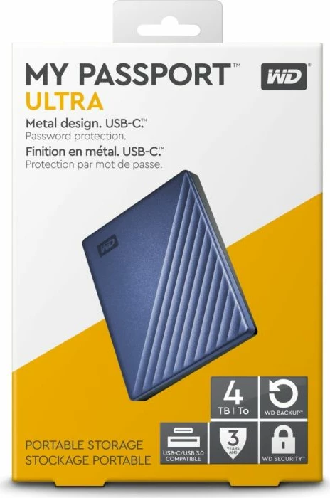 Hard disk ekstern WD My Passport Ultra WDBFTM0050BBL-WESN 5TB 2.5\" USB 3.2 Gen 1 USB-C, blu