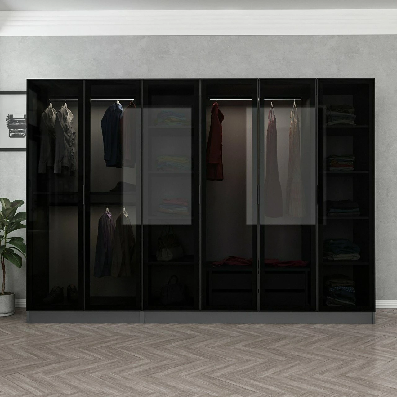Dollap Skye Decor, anthracite e zi, 270x190x52cm