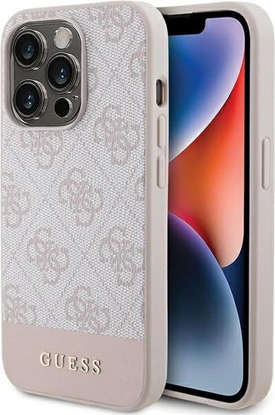 Mbështjellës Guess 4G Stripe për iPhone 15 Pro, Rozë