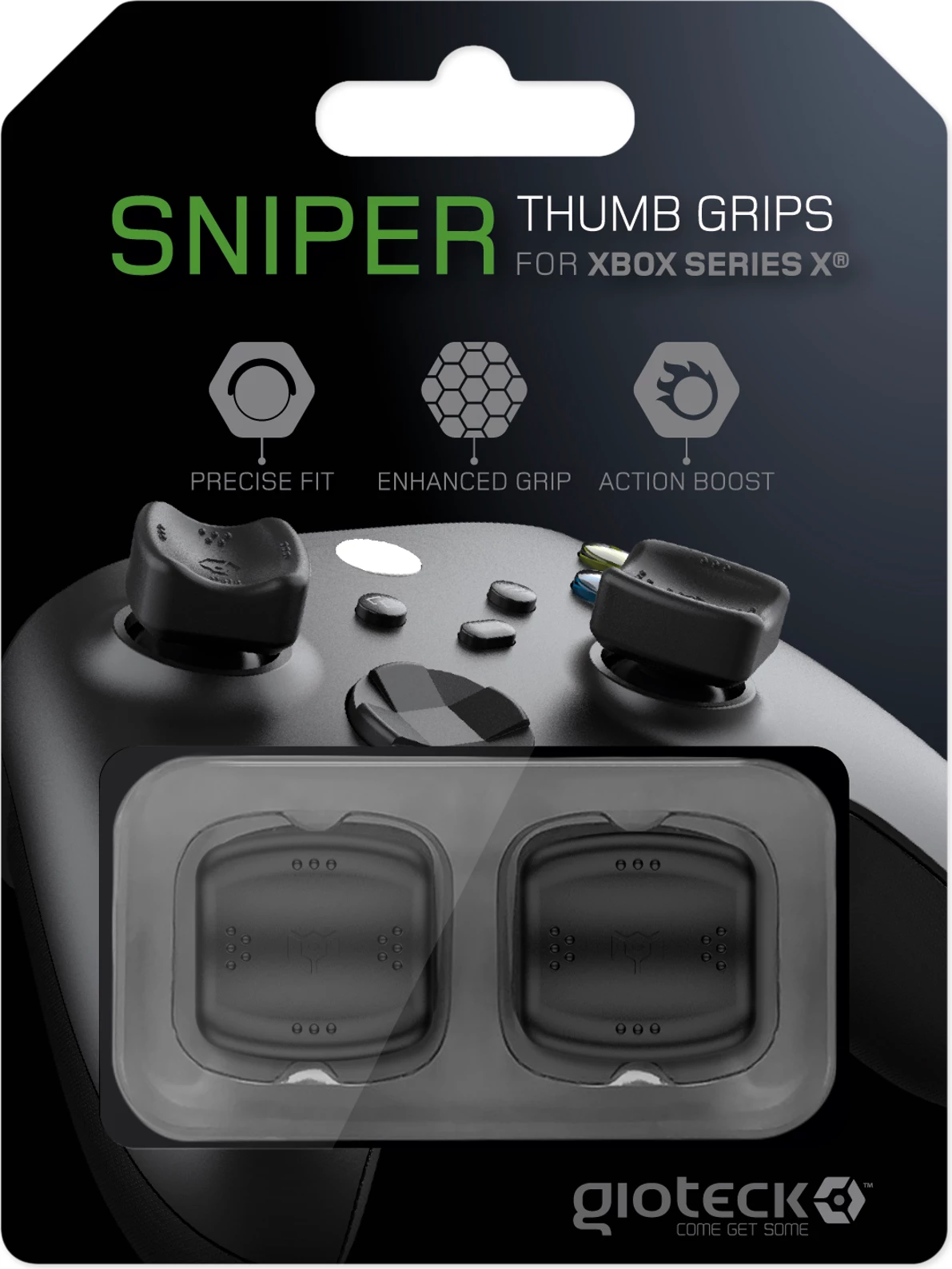 Kapakë silikoni për thumbstick, Gioteck Sniper, për Xbox Series X/S, të zeza, set 2 copë