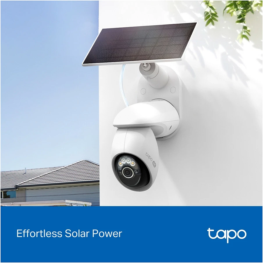 Kamerë sigurie TP-Link Tapo 4K 8MP Pan/Tilt, bateri 10000mAh, panel solar, IP65, e bardhë
