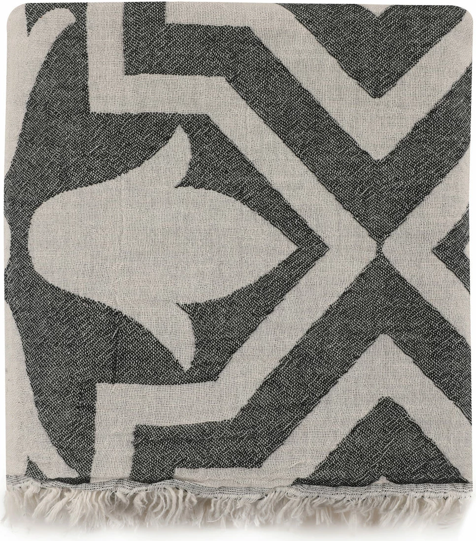 Peshqir plazhi Fouta Mijölnir, Lalezar, ngjyrë e zezë dhe bezhë