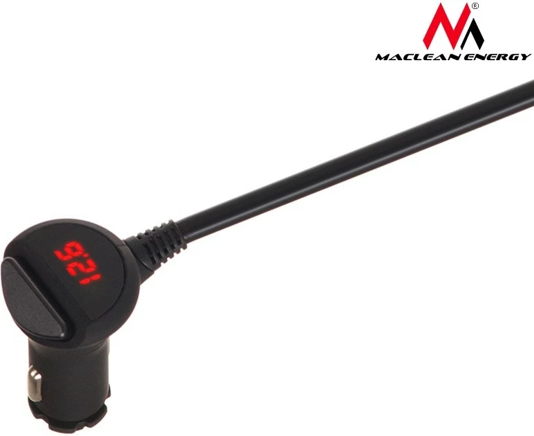 Ndarës prizë çakmaku Maclean MCE117, 3 dalje, 2xUSB, voltmetër, i zi