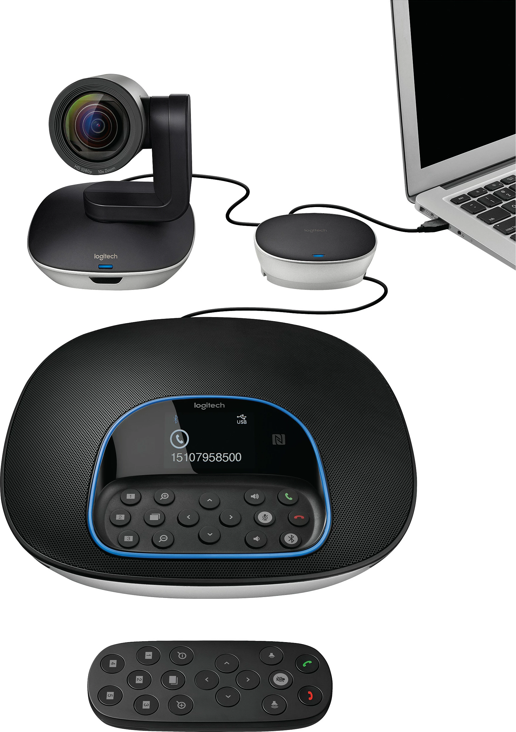 Sistem videokonference Logitech Group, Full HD, 10x, Zi, Gri