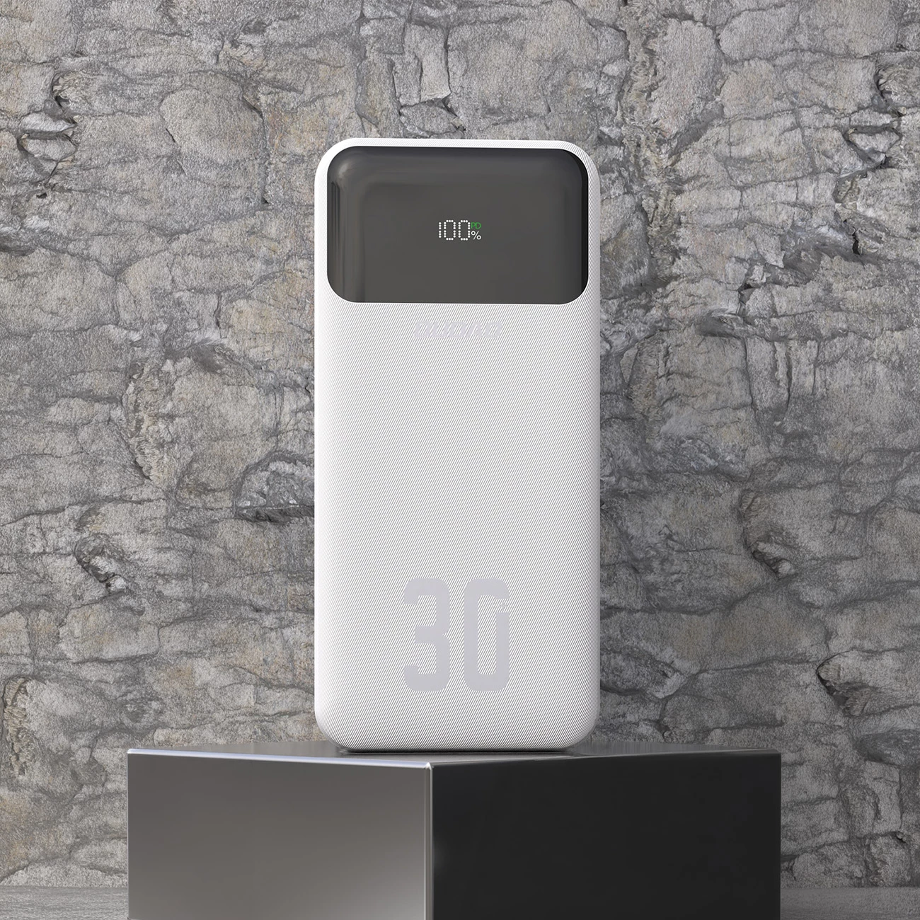 Powerbank Dudao K15Max 30000mAh PD 22.5W me kabllo të integrume USB-C dhe Lightning, bardhë
