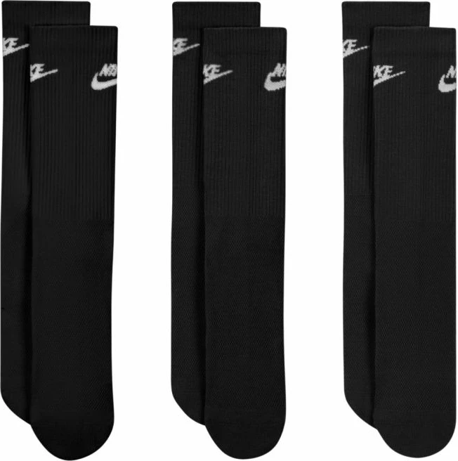 Çorape Nike Everyday Elevated 3 palë, të zeza