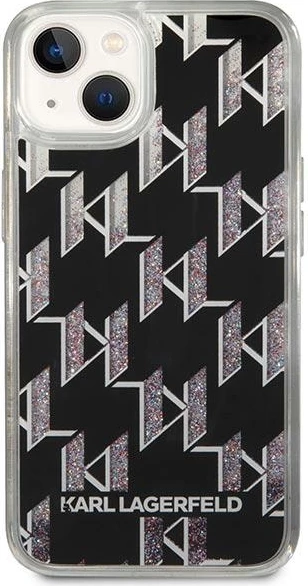 Mbështjellës Karl Lagerfeld KLHCP14MLMNMK për iPhone 14 Plus 6.7", hardcase, Liquid Glitter Monogram, zi
