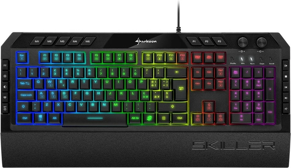 Tastierë gaming Sharkoon SKILLER SGK5, RGB, IT layout, me kabllo, e zezë