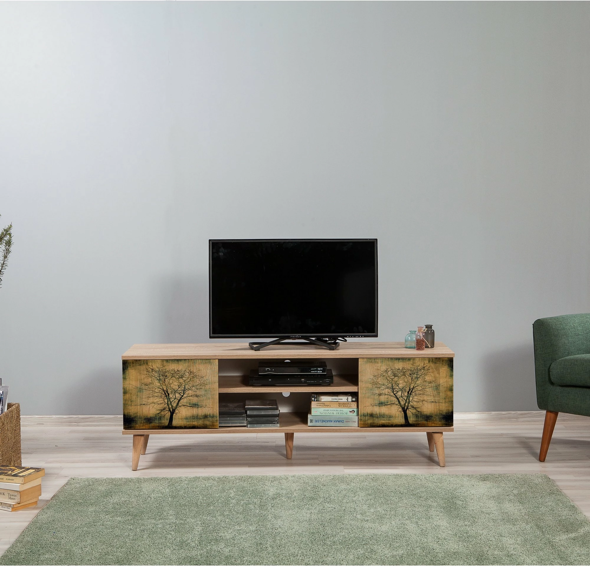 Komodë TV Truva, ngjyrë lisi Sonoma, 140x50x40cm