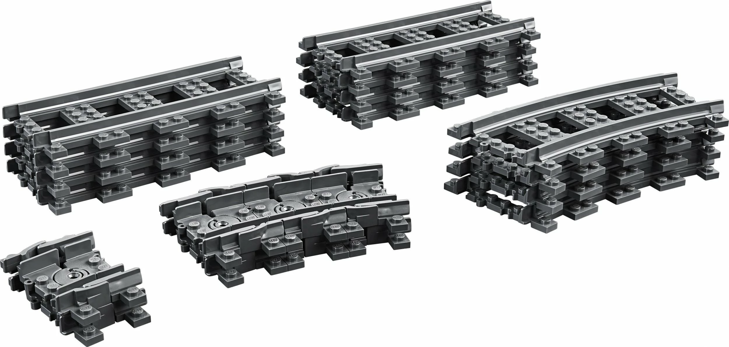 Set shina treni LEGO City 60205, 20 copë, zgjerim hekurudhe, gri
