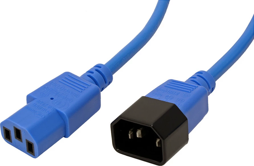 Kabllo rryme ROLINE IEC 60320 C14 në C13, 0.8 m, 10A/250V, e kaltër