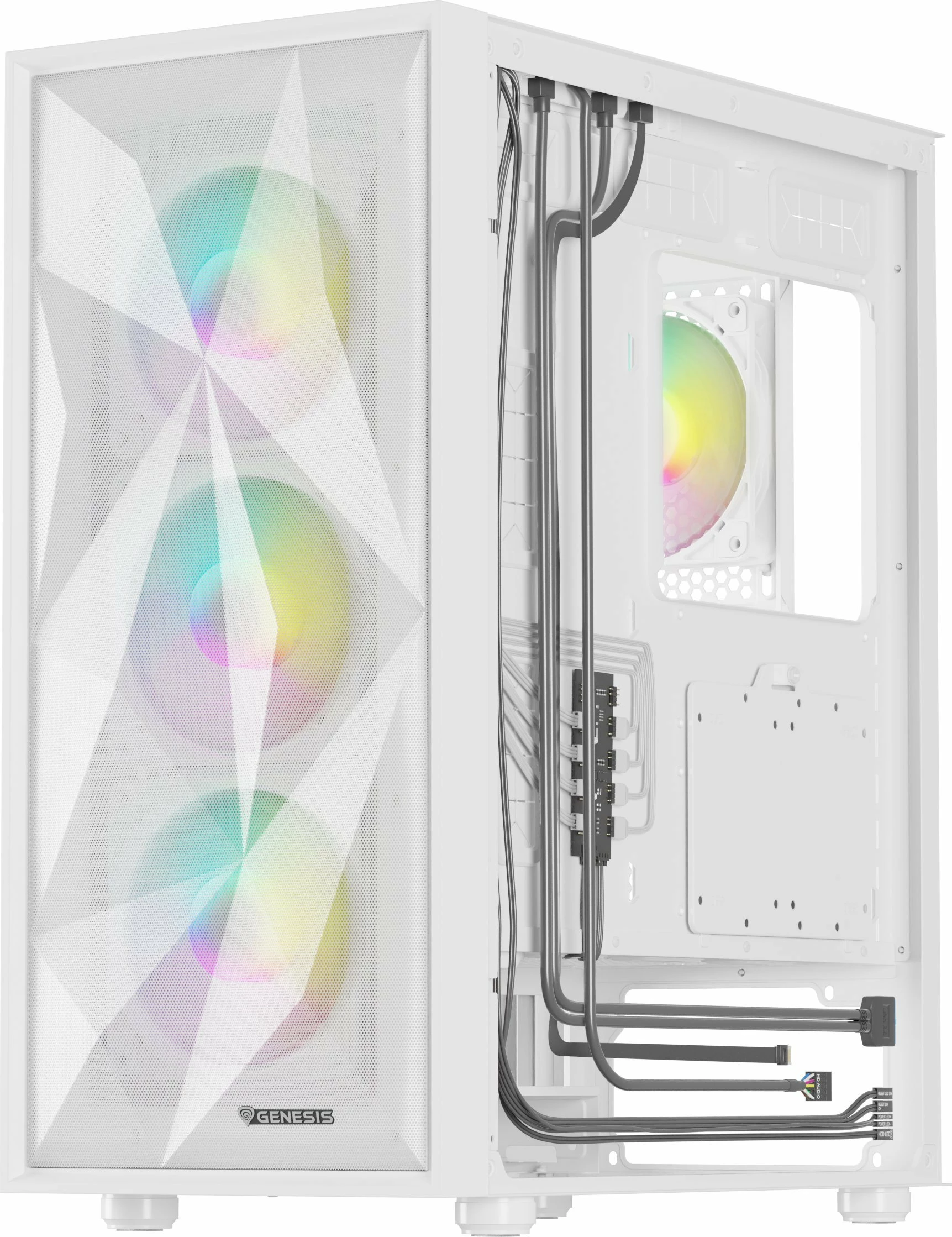 Kasë GENESIS Diaxid 605 ARGB (NPC-2173) Midi Tower ATX/microATX/Mini-ITX USB-C, e bardhë