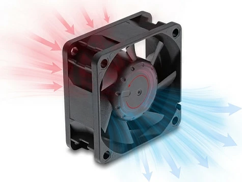 Ventilator kasë DeLOCK, 48V DC, 60 x 60 x 25 mm, 2-Pin, i zi