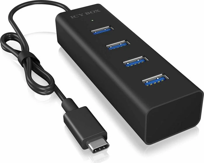 USB-C hub ICYBOX IB-HUB1409-C3, 4x USB-A 3.0, 5 Gb/s, kabllo 40 cm, i zi