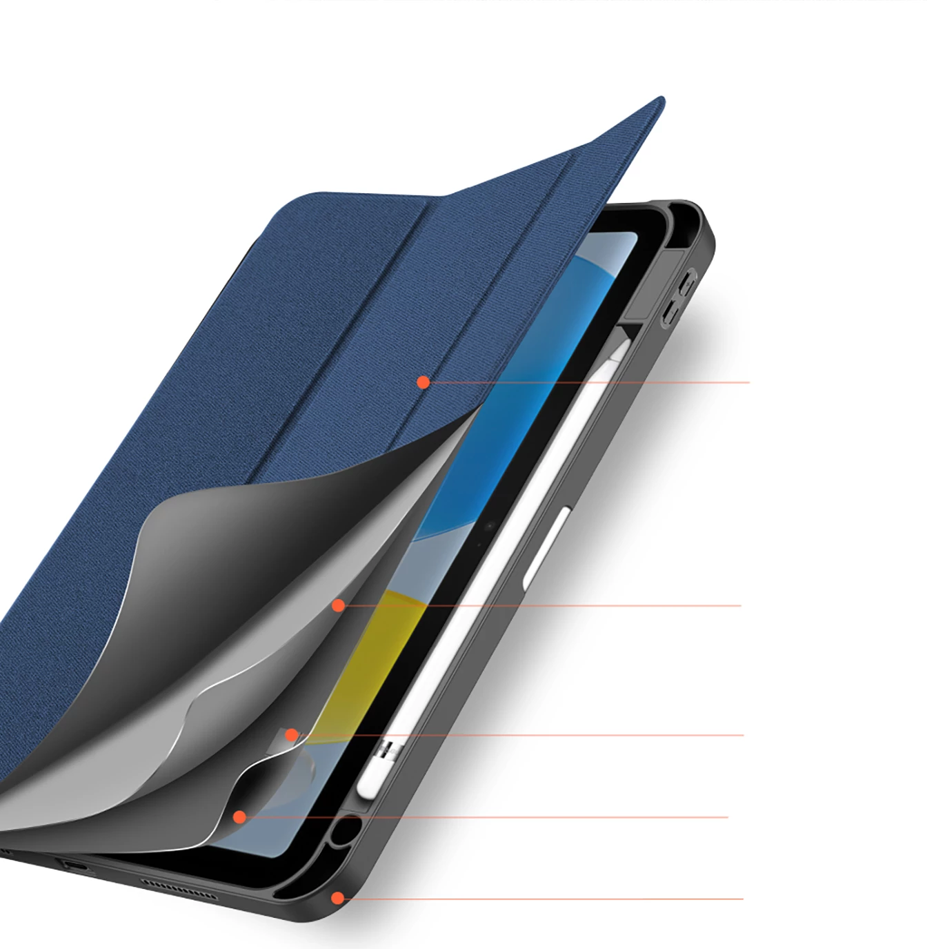 Mbështjellës tablet Dux Ducis Domo për iPad 10.9'' (2022, 10 gen), me stand, auto sleep, Blu