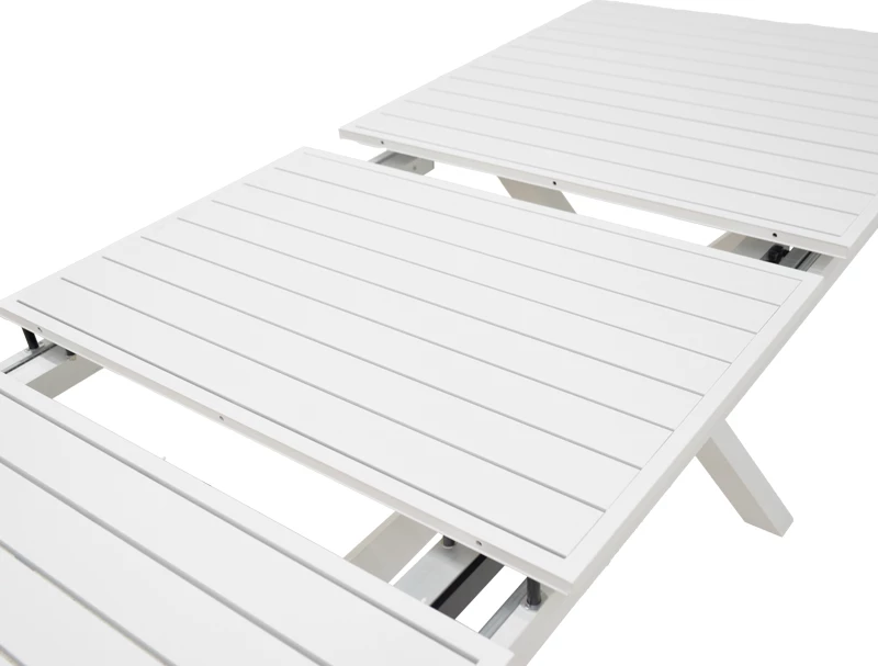 Tavolinë zgjeruese Dagyn, alumin e bardhë, 180-240x90x76cm