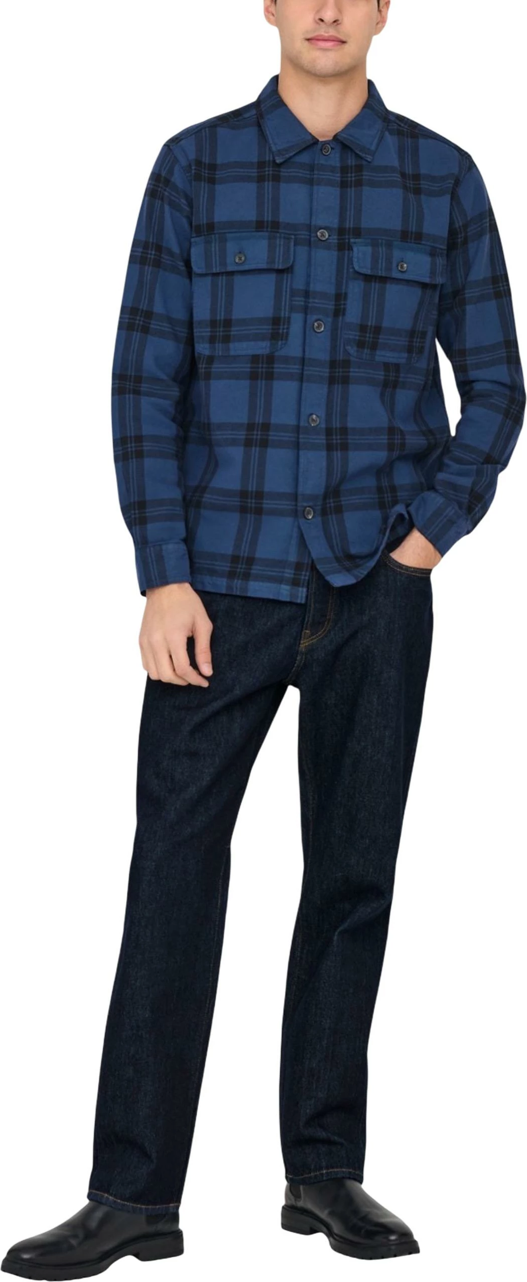 Xhinse për meshkuj Only & Sons ONSEDGE Straight Rinse 4942, denim blu e errët [Madhësia: W33 L34]
