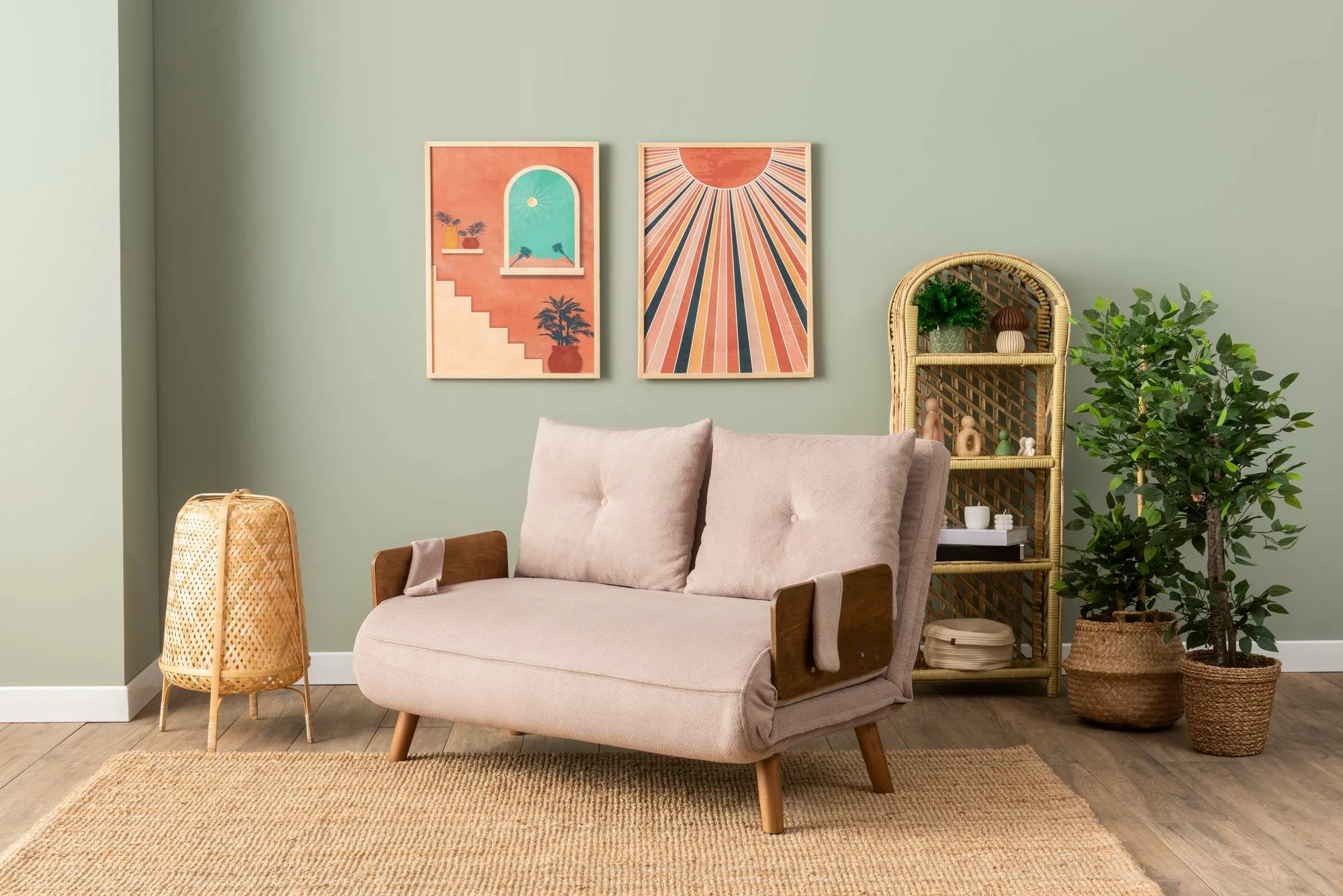 Divan-krevat dy ulëshe, Cosmo, ngjyrë mink, Atelier del Sofa