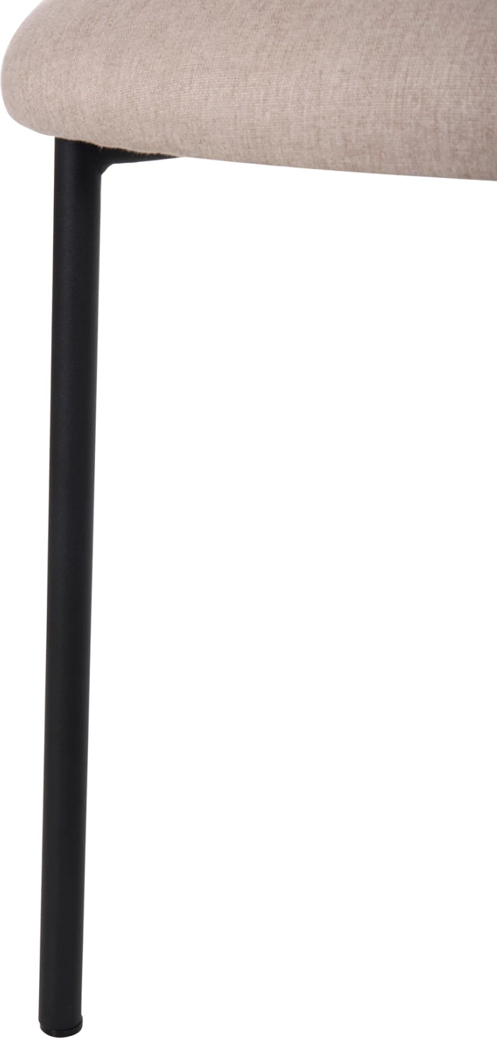 Karrige për ngrënie ISIAH FH9615.03, pëlhurë bezhë, këmbë metalike të zeza, 56x56x76H cm, set prej 2 copash