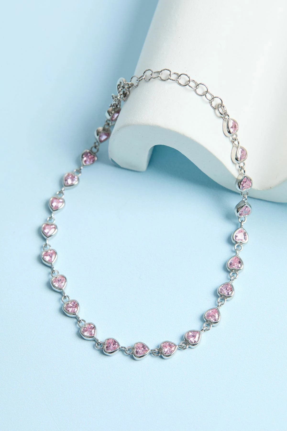 Byzylyk argjendi Elika Silver, ngjyrë rozë, ELKYS60422Pembe