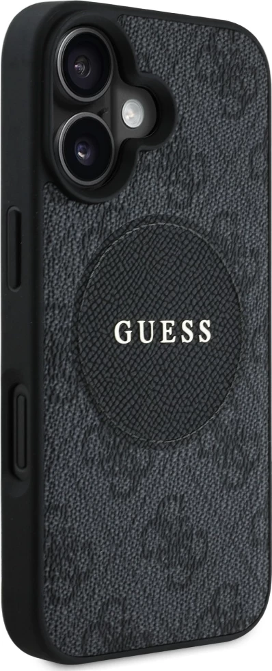 Mbështjellës Guess 4G Circle Classic Logo MagSafe për iPhone 16, i zi