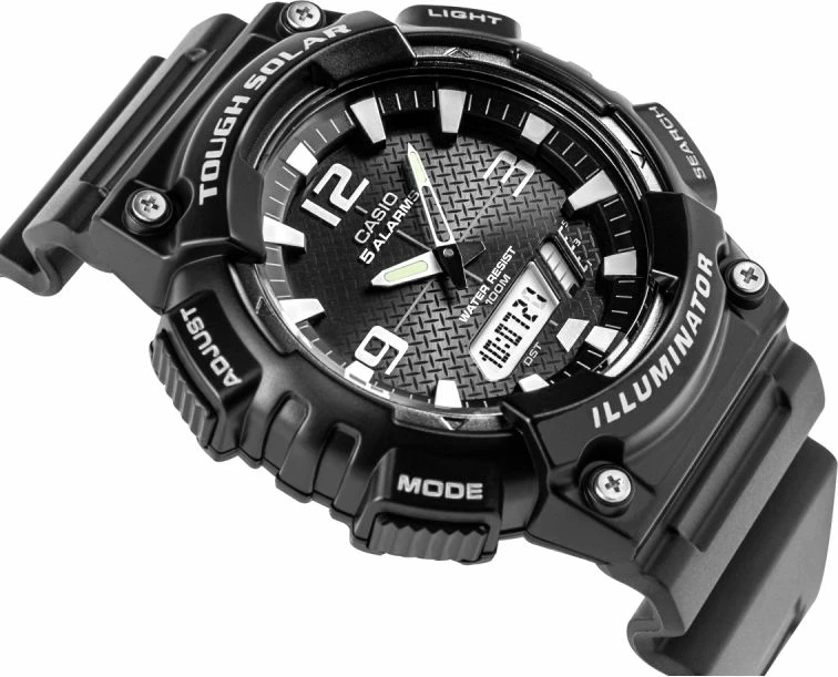 Orë dore për meshkuj Casio AQ-S810W-1AVEF, e zezë, me kuti