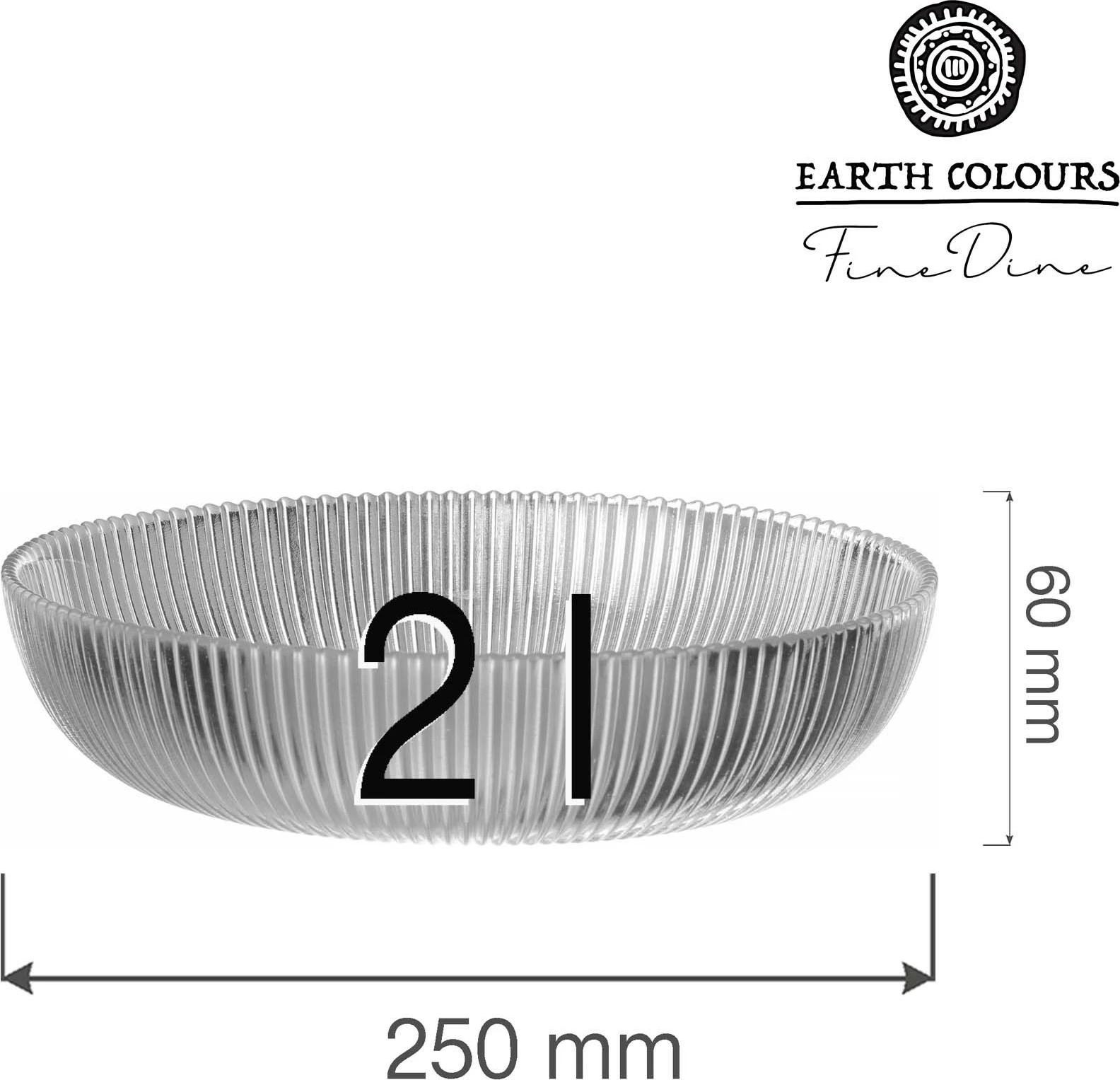 Tas qelqi Fine Dine Aura ø250mm 2L, set 4 copë, transparent