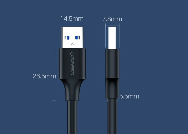 Kabllo USB 2.0 Ugreen US128 10309, 1m, e zezë